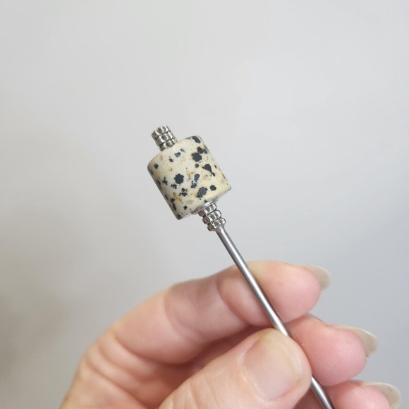 ♜ Dalmatian Jasper Tresskeep Hair Stick, Strong Hold, Effortless Feel, Epic Look - Picture 8 of 9
